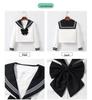 After-Sales Black Collar White JK Sailor Suit Set with Pleated Skirt