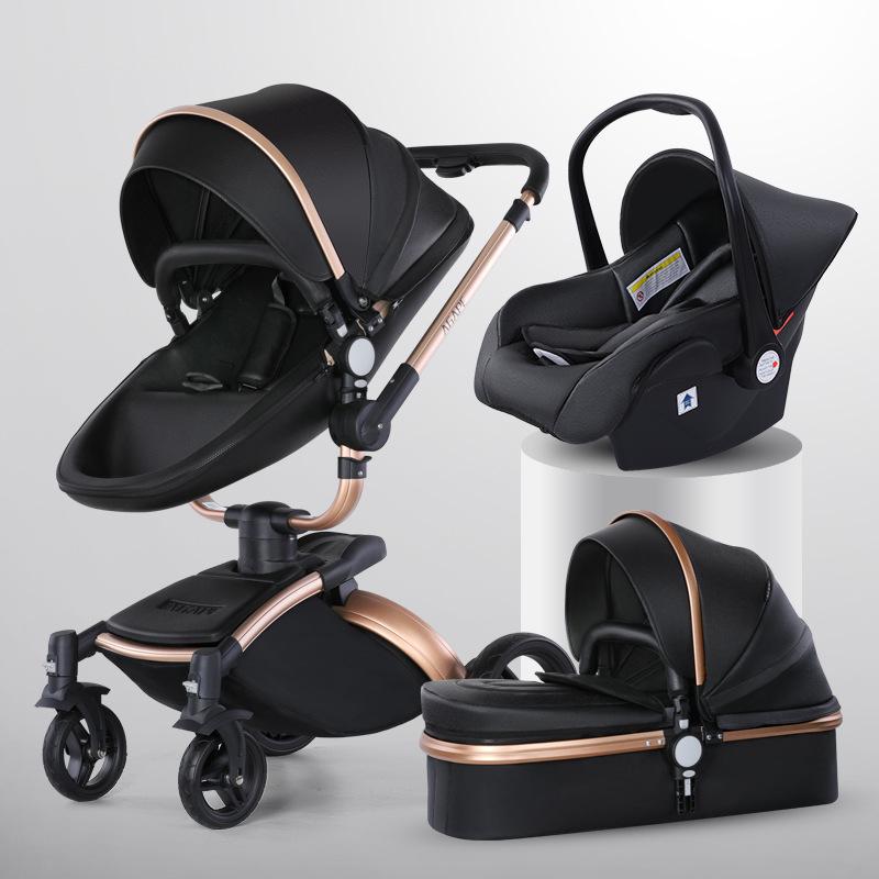 360° Rotating Baby Stroller: High View, Reclines, Foldable, Shock-Absorbing Eggshell Design