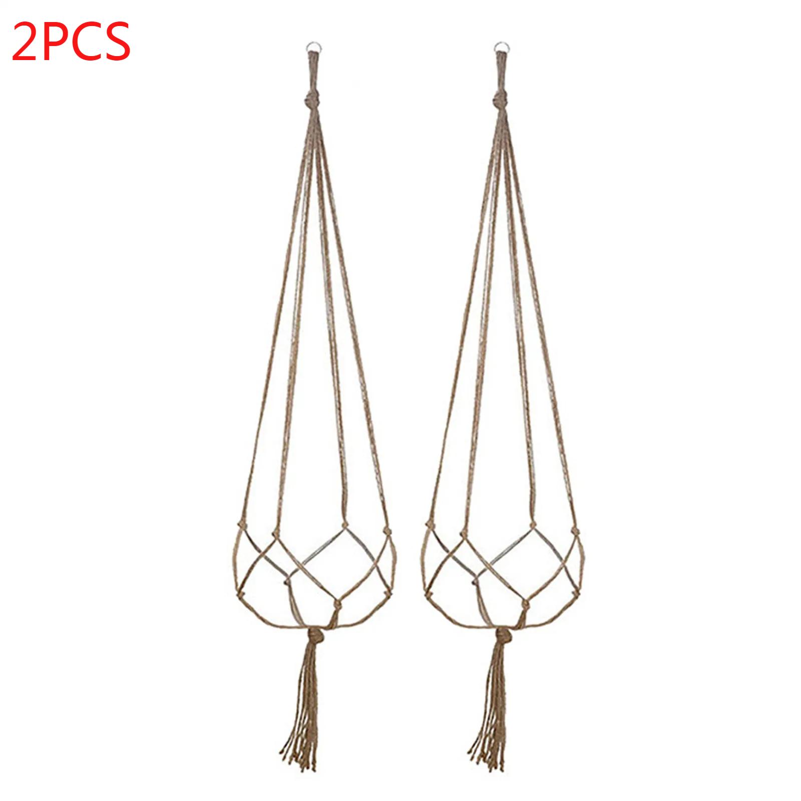 

Подвесные корзины для растений в технике макраме, держатели для цветочных горшков, настенные подвесные кашпо для балкона, декоративный узелковый подъемный канат, товары для дома и сада, 2 шт.