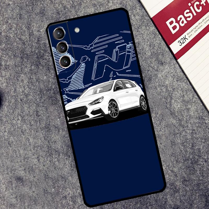 I30N Blue Car Case For Samsung Galaxy S24 S23 S22 S21 Ultra Plus Note 10 Note 20 S8 S9 S10 S20 FE Cover