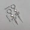 Handmade Asymmetrical Bow & Silver Star Pendant Earrings with Spikes