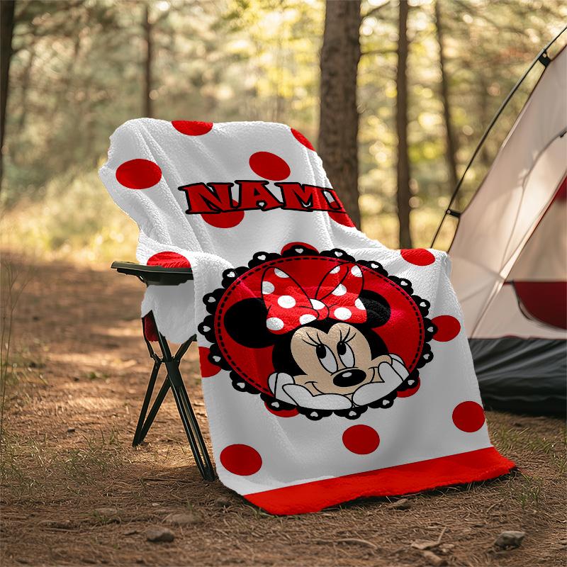 Customizable Minnie Throw Blanket – Personalized Name, All-Season Cozy Snug Blanket, Machine Washable, Personalized Blanket