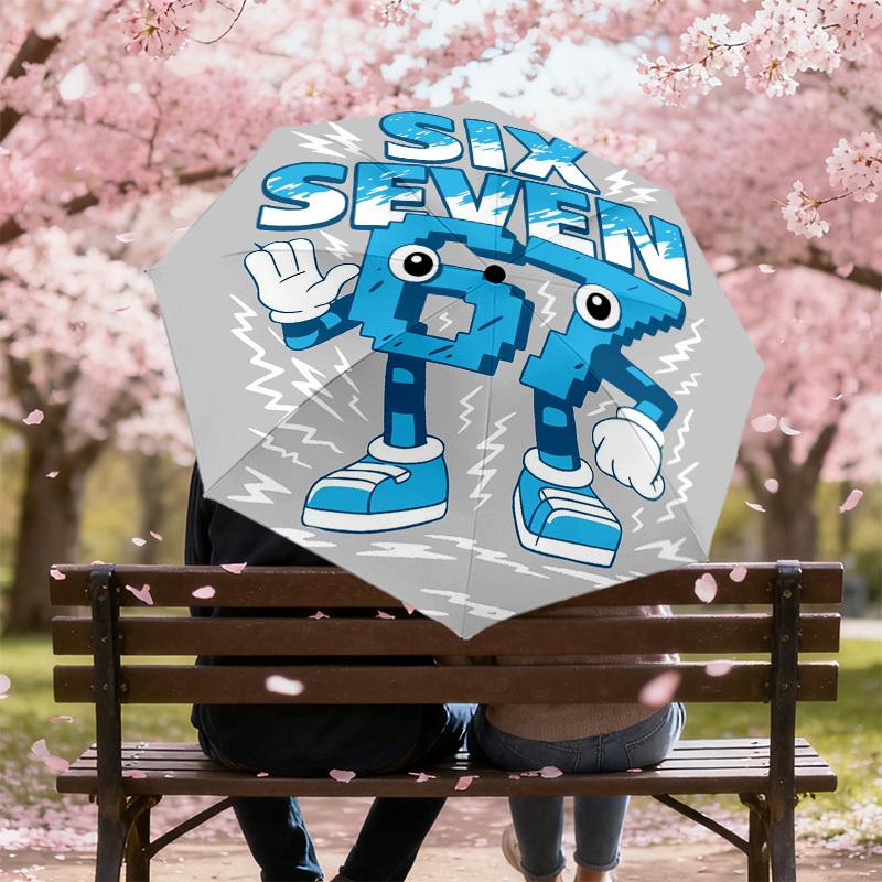 1PC Six Seven Automatic Open/Close Umbrella with Windproof, 8-Rib Sturdy Canopy, Durable Ribs, Fashionable Design, 1321A