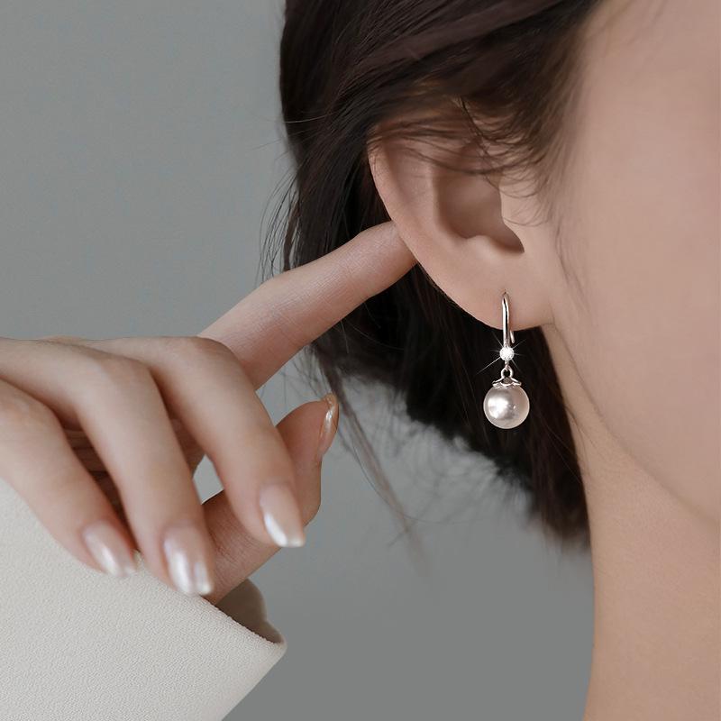 Personalized Pattern Pearl Zircon Earrings Women's Ear Hooks Light Luxury Niche Earrings Earrings Jewelry