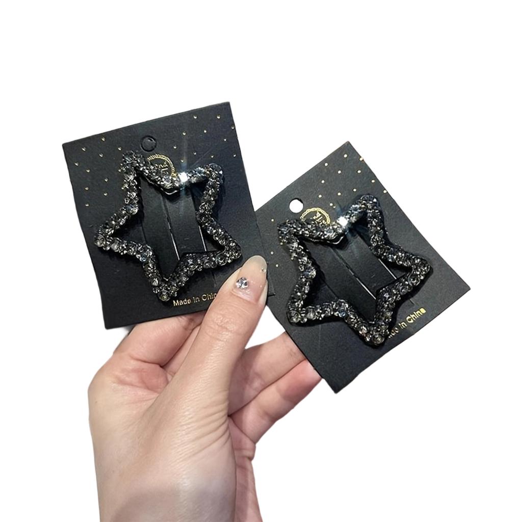 2pcs Star Shaped Rhinestone Hair Clips Fashion Accessories for Women Girls Decorative Hairpins Stylish Hair Holders