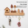 Nordic Solid Wood Wall-Mounted Key Rack with Decorative Hooks