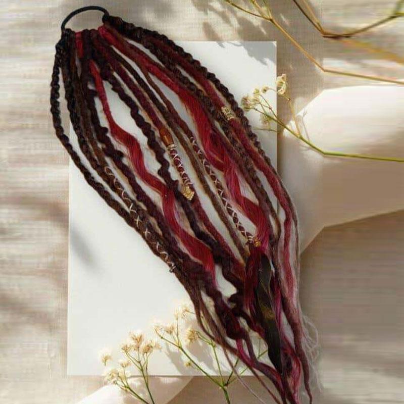 Elastische Neue Dread-Pferdeschwanz-Bohème Mit Haargummi Dread-Pferdeschwanz-Extensions DIY Geflochtene Pferdeschwanz-Verlängerung Damen-Haarschmuck 50CM gray