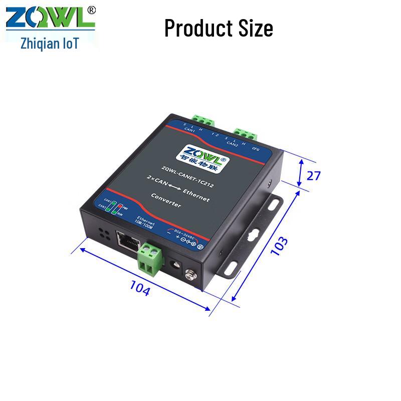 Industrial Isolated Dual-CAN To Ethernet Converter