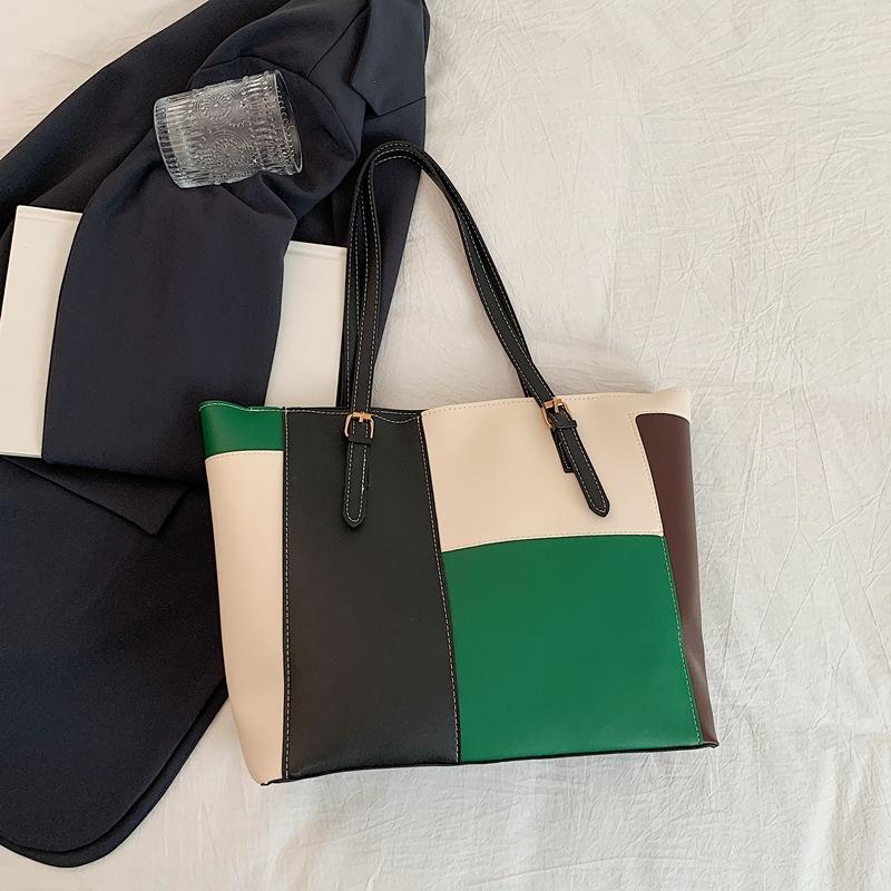 Women's Handbag, 2026 New Fashi Korean Versi Large Capacity Simple Single Shoulder Ctrasting Color Tote Bags, Handbag