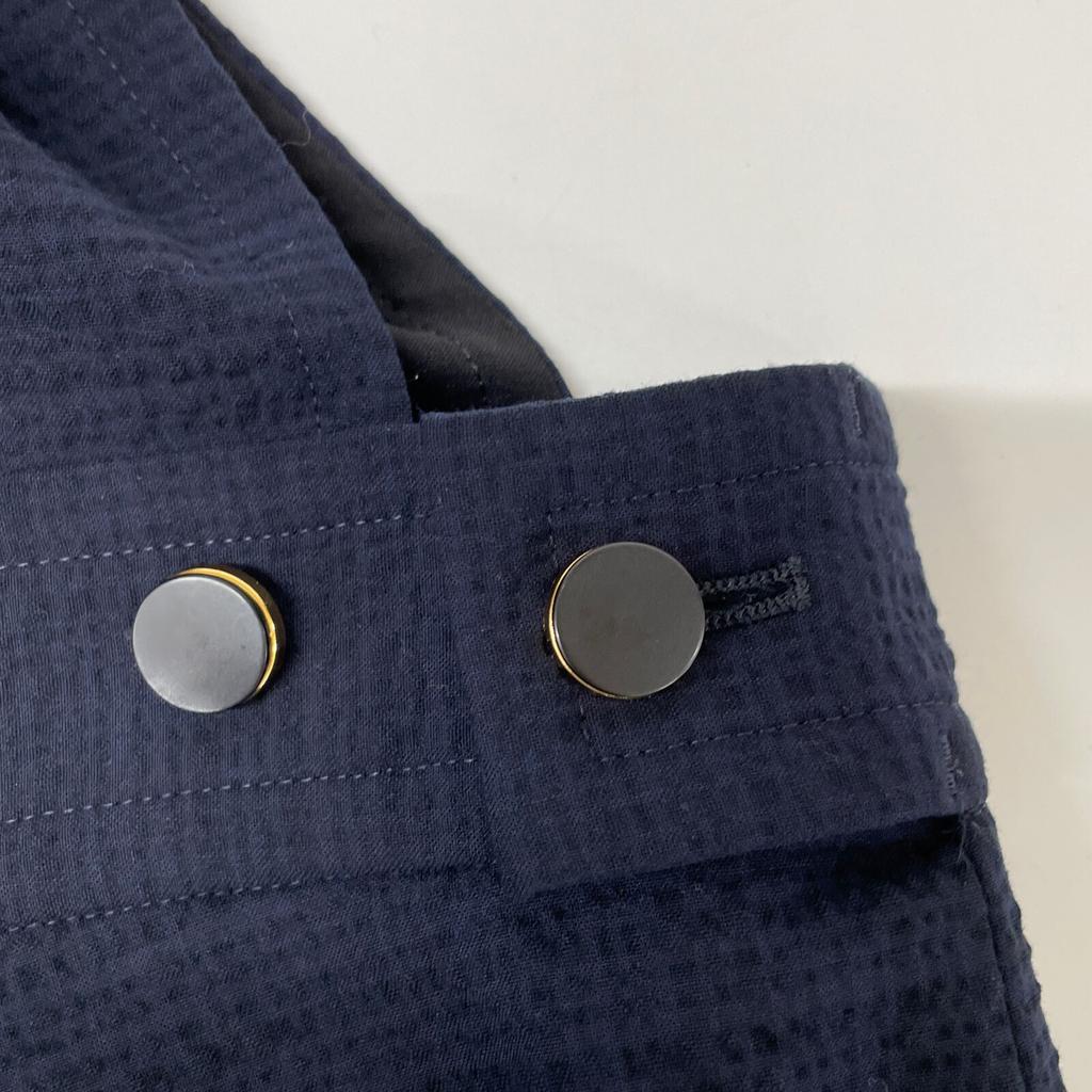 BACCA Navy Seersucker Covered Overalls Bottoms 36 NavyUsed