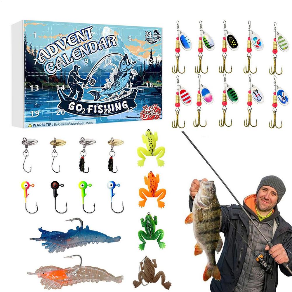 Fishing Baits Freshwater Fishing Tackle Kit Christmas Advent Countdown 2025 Boxed Baits For Trout Bass Catfish Beginner Men