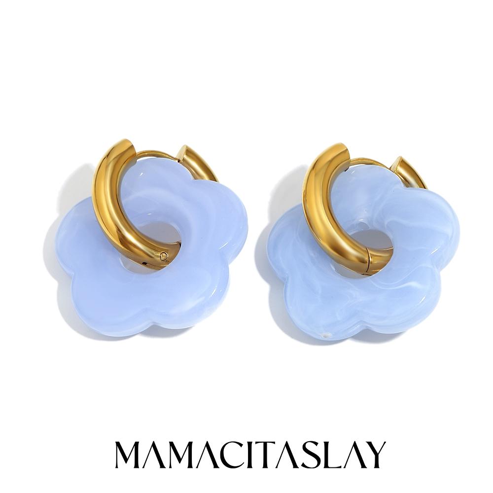 MamacitaSlay 316L Stainless Steel Acrylic Flower Hoop Earrings 18K Gold Plated Waterproof Jewelry Women's Elegant Earrings Gift
