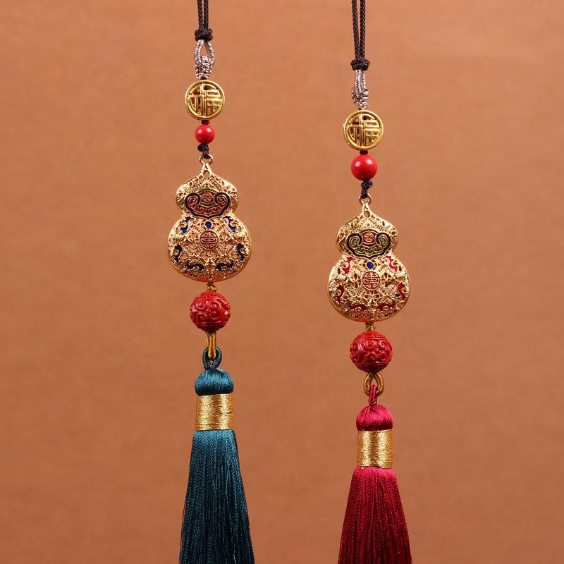 Gourde creuse chinoise en laiton Fu sculpté, pendentif porte-bonheur, accessoires de suspension de voiture, décoration Feng Shui Hulu, amulette, pendentif d'anniversaire