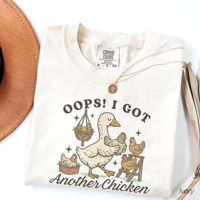 Oops I Got Another Chicken Shirt, Comfort Colors Goose Tee, Funny Chicken Mom Gift, Cute Retro Farm T-Shirt, Backyard Hen Lover Gift for Her