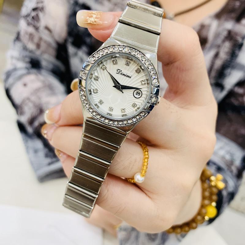 Watch Ladies Temperament Business Diamond Watch High Value Delicate Light Luxury Calendar Steel Belt Women S Watch