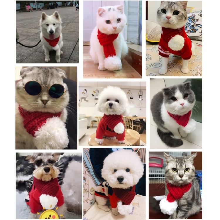 Christmas Dog Scarf Red Green Scarf Pet New Year Autumn Winter Scarf Christmas