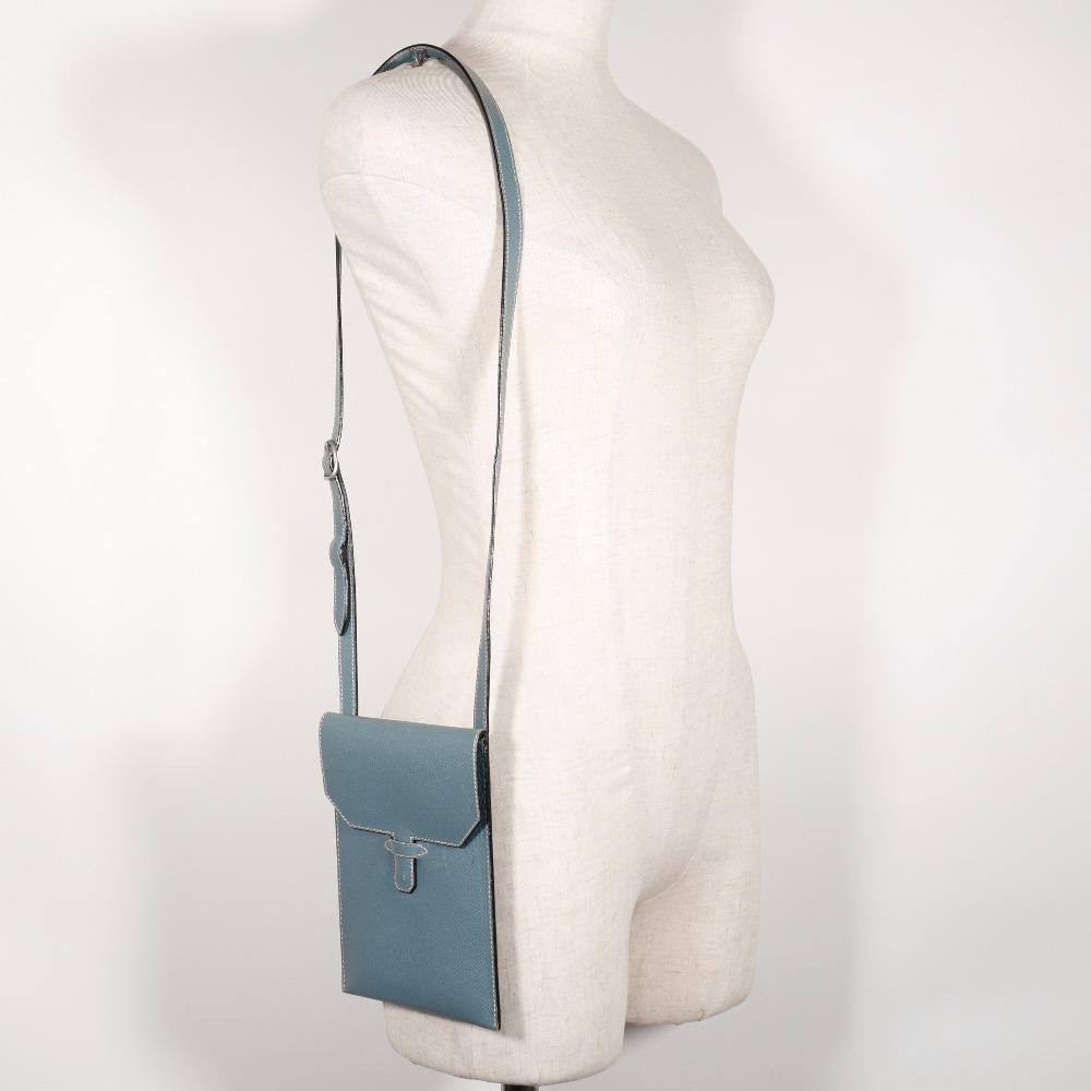 Hermes Amery Shoulder Bag Blue Gene Light Blue Courchevel Women Used