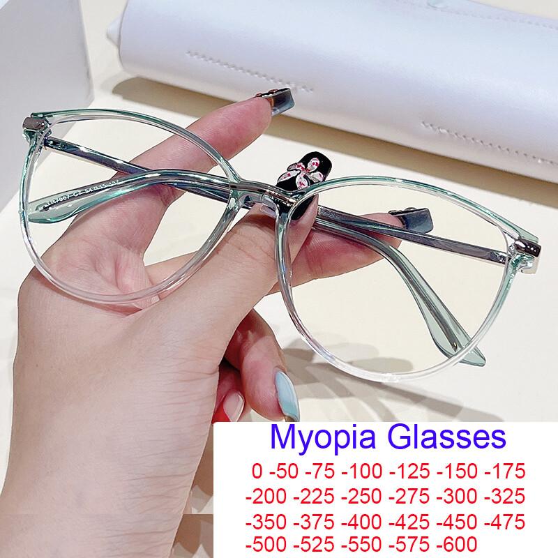 TR90 Luxury Myopia Glasses Women Anti Blue Light Nearsighted Eyeglasses Elegant Clear Green Cat Eye For Distance Vision