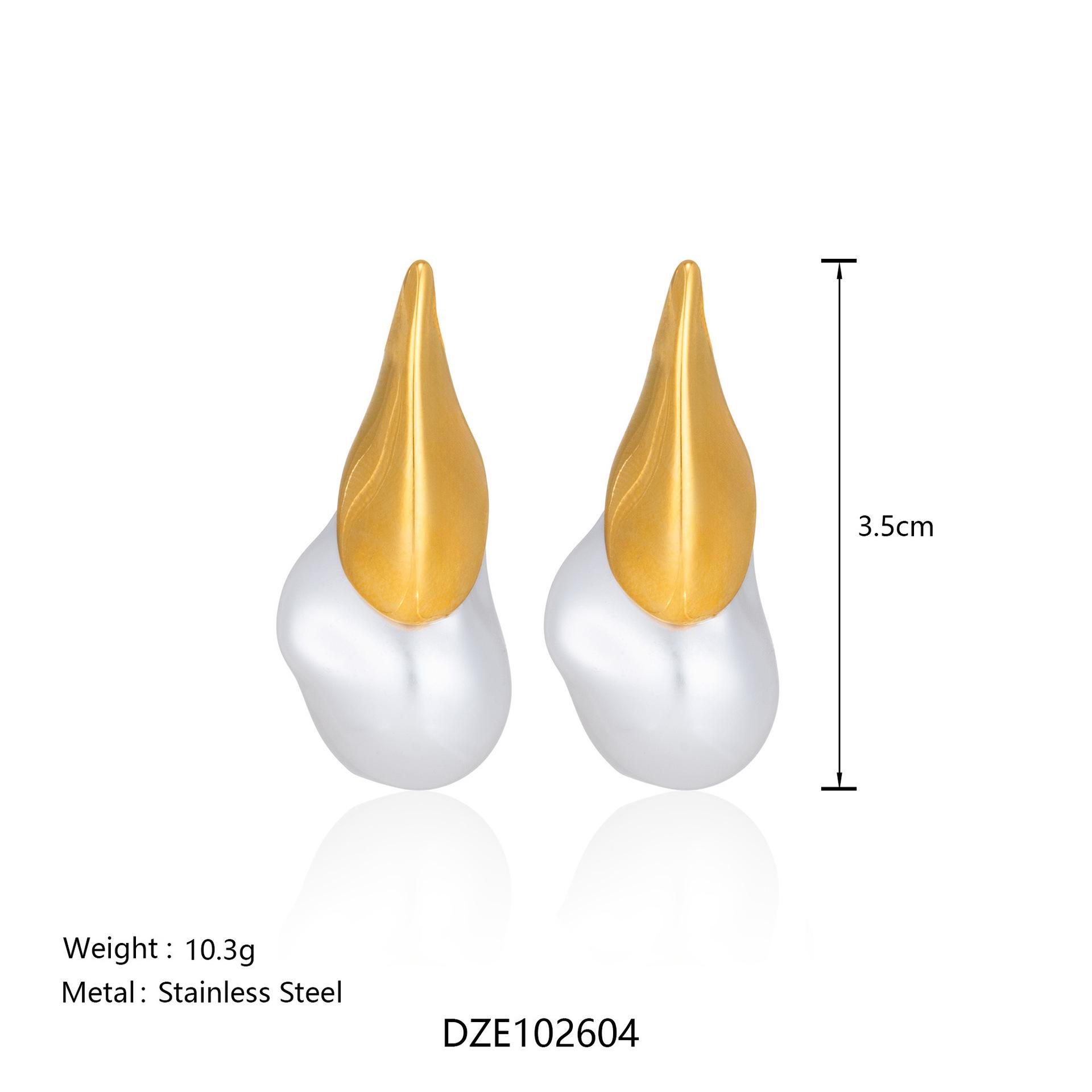 18K Gold-Plated Titanium Ethnic Patchwork Water Drop Earrings with Baroque Pearls золотой