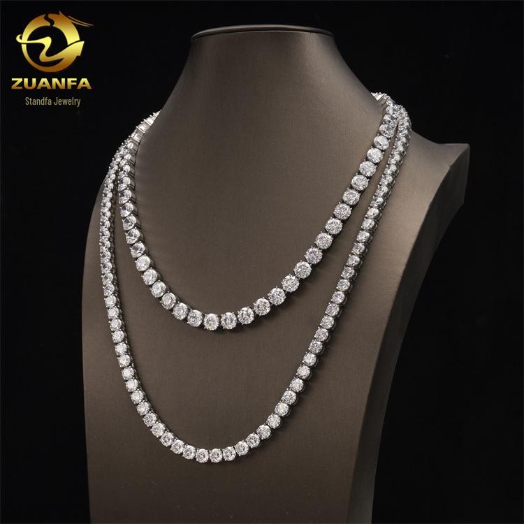 

5 мм Ожерелье-теннисная цепочка из нержавеющей стали в стиле хип-хоп с одним камнем - Тренд Европы и Америки 5mm 6 inch steel color