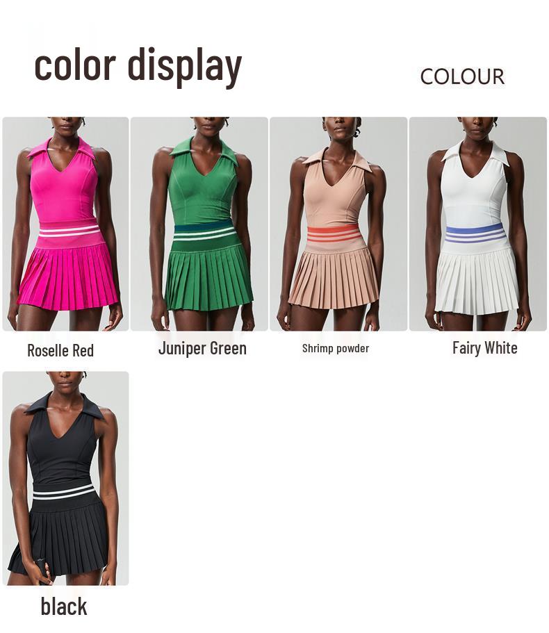 Alo Golf Pleated Skirt & Sleeveless High-End Yoga Tank Top Set - Women's Summer Clothing