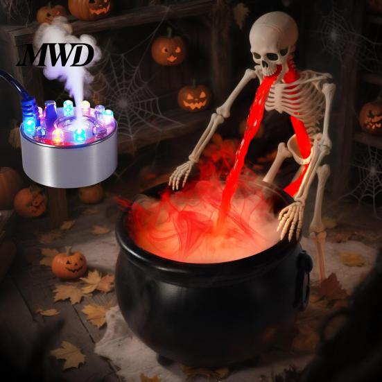 Generador de Niebla Espeluznante para Casa Encantada Halloween Caldero de Bruja Máquina de Niebla, Ultrasónico con LED Brillante, Cubo de Dulces de Plástico Creativo Accesorios Decoración de Fiesta