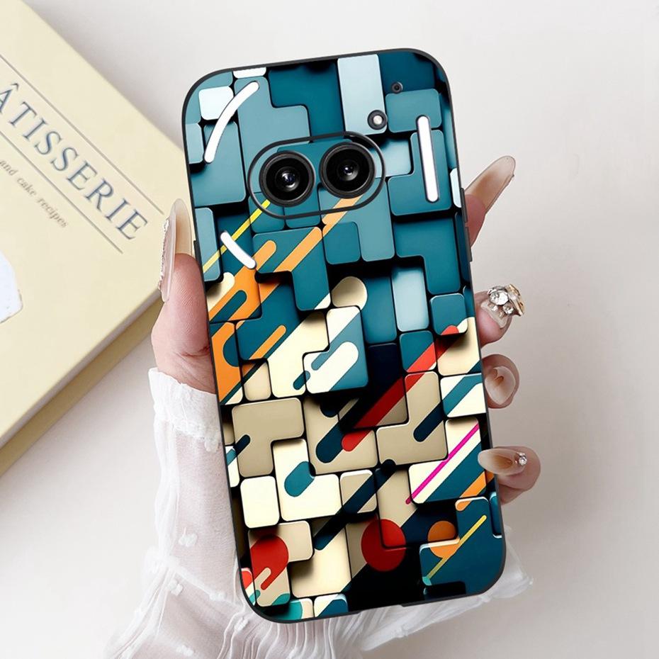 Fashion Painting Phone Case For Nothing Phone (2a) Plus Black Silicone Soft Cover For Nothing Phone 2 Phone2a Cases Bumpers