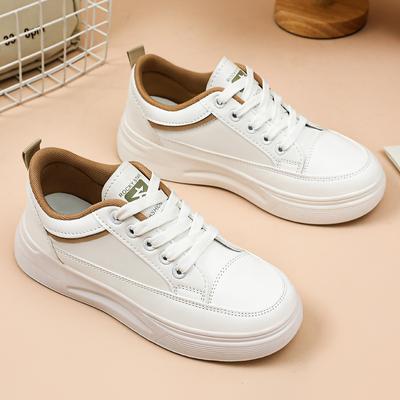 Weiße Schuhe für Damen Frühling und Herbst Lässige Skateboard-Schuhe Mode Plateau Low-Top Vulkanisierte Schuhe Schnürschuhe Damen Sneaker