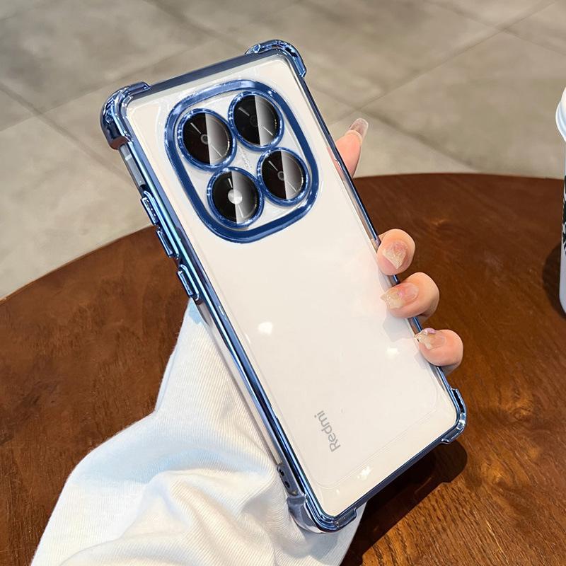Applicable to Redmi note14Pro mobile phone case with its own lens film Redmi note13 electroplated transparent soft case anti-drop