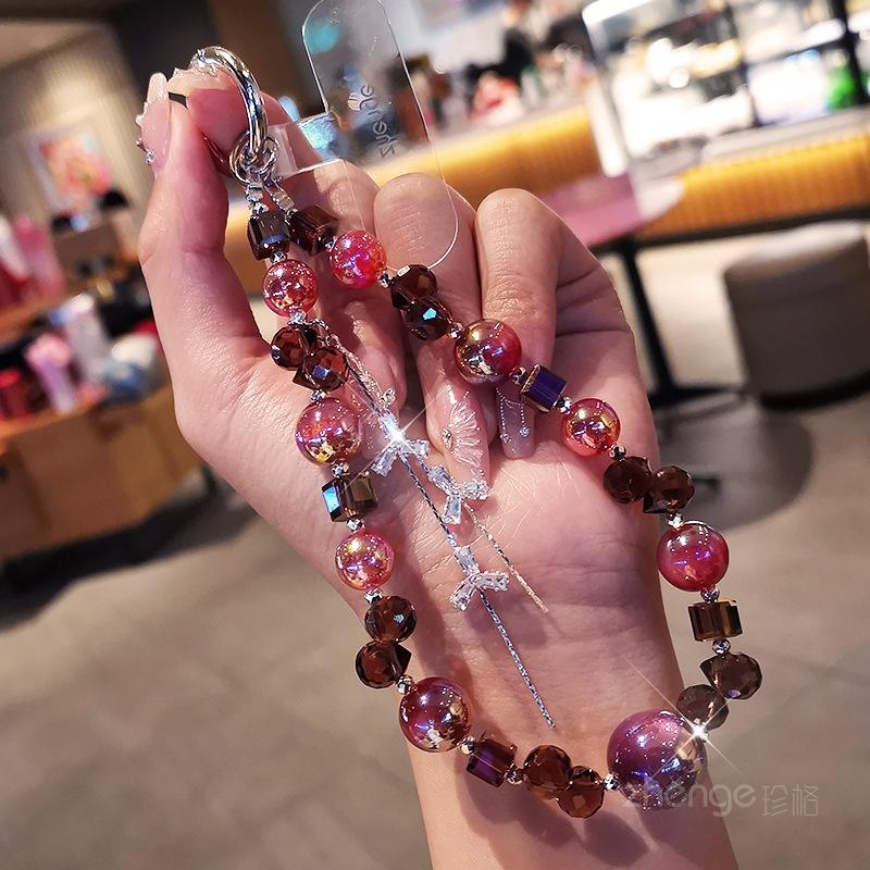 

Crystal Star Bead Mobile Phone Lanyard ins Wind Ladies Light Luxury Fashion Wrist Pendant Bead Pendant Short [red starry sky] tassel crystal bracelet
