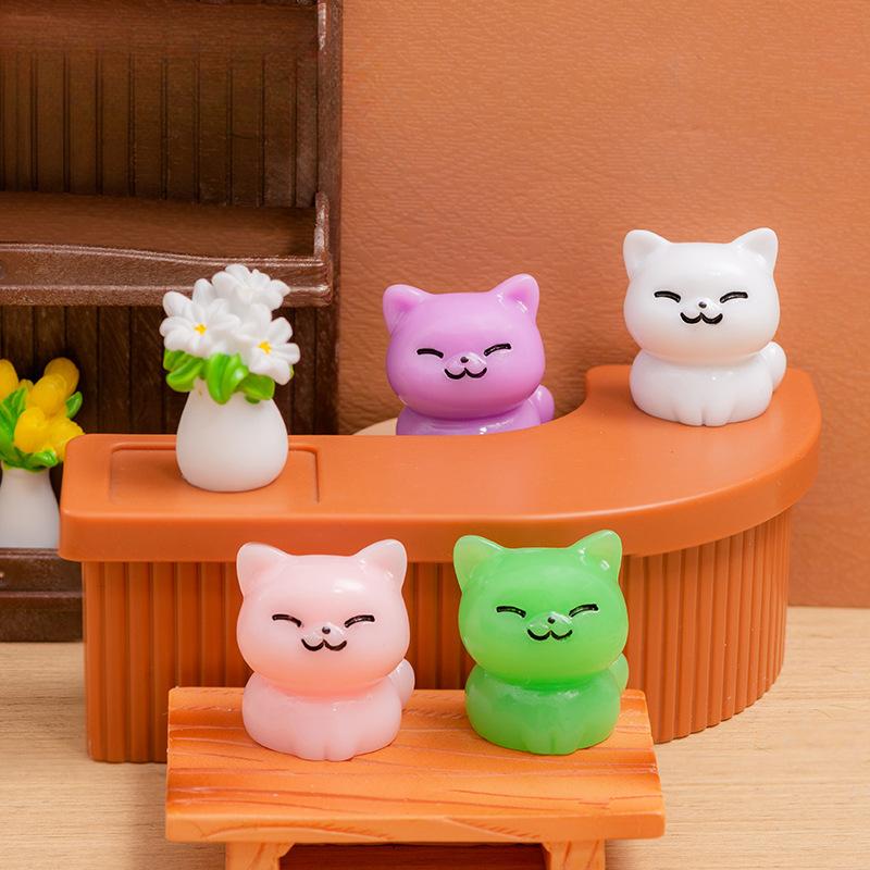 Mikro-Landschafts-Harz-Ornament, Cartoon-süße kleine orange Katze, Tier-Ornament, Desktop-Auto-Kätzchen-Ornament, Zubehör