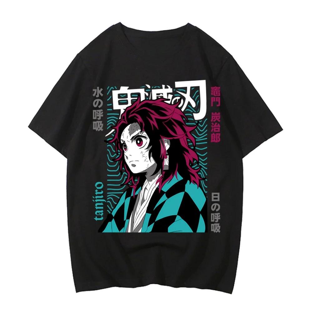 Japan Anime Demon Slayer Graphic Print T-shirt Men Women Loose Casual Oversized Cotton Comfortable Soft Top Streetwear Harajuku Fashion Summer New Tee