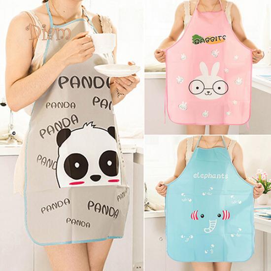 BH Women Cute Cartoon Waterproof Apron Kitchen Restaurant Cooking Bib Aprons Accessories