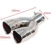 2.5 Inch Inlet Dual Exhaust Tips Muffler Tip,Chrome Heart-Shaped Exhaust Tip,Universal Bolt-On Double Tube Exhaust Muffler (Silver,Curved)