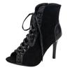European and American lace-up cool boots women's 2025 summer hollow short boots stiletto high heels dancing dance shoes large size open-toed sandals