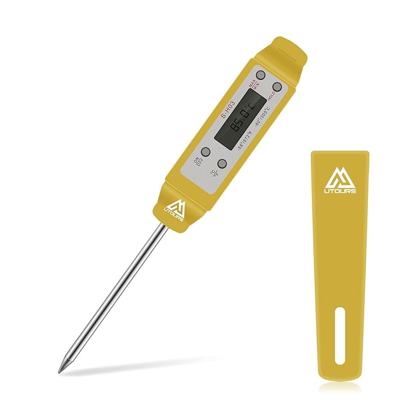 Digital Food Cooking Thermometer, 304 (18/10) Stainless Steel Thermometer Instant Read Meat Thermometer for BBQ Grill Smoker Milk and Water жёлтый