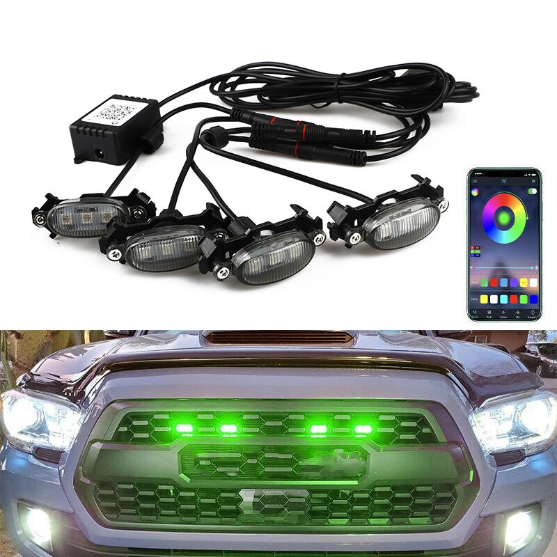 RGB Color LED Grille Light Kit For Ford F150 F250 F350 For Toyota Universal 12V Vehicles Front Grille LED Lights Lamp