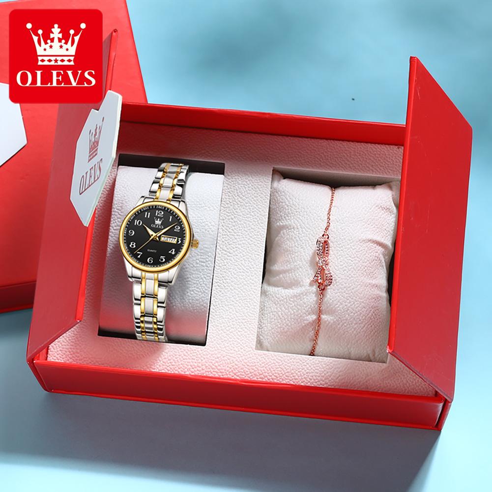 OLEVS 5567 Women's Quartz Watches Simple Elegant Large Digital Dial Ladies Wristwatch Stainless Steel Waterproof Watch for Women