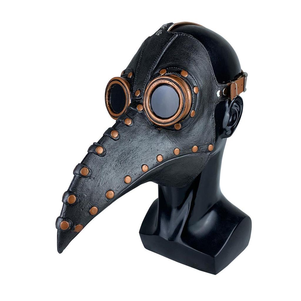 Halloween Plague Doctor Steampunk Mask - Gothic Black Death Costume Accessory