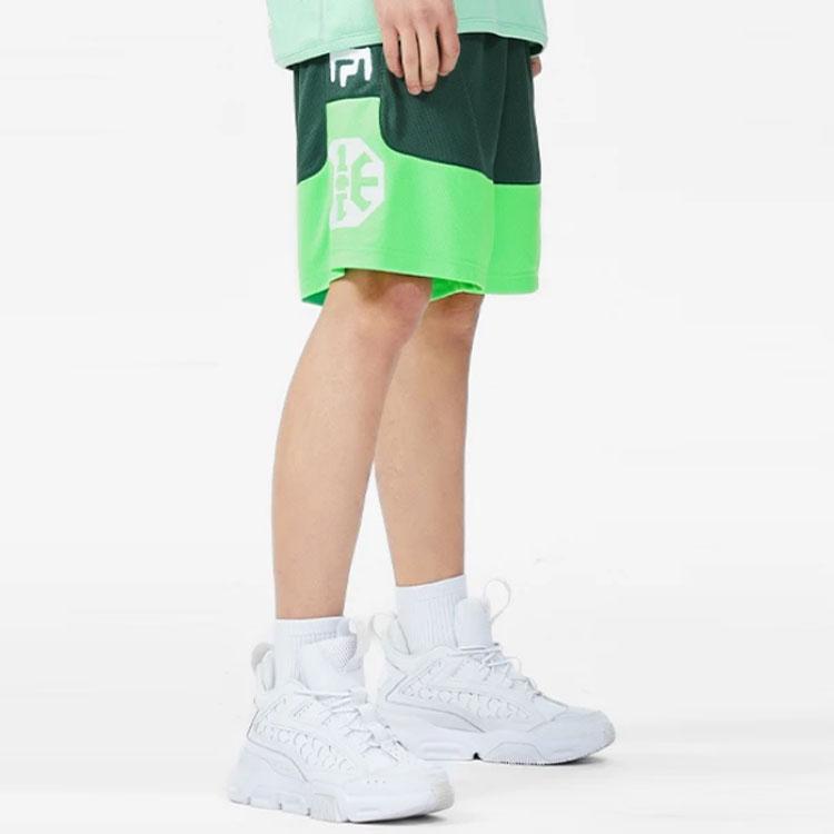 Li Ning X Jon Burgerman Artist Collaboration Series Logo Print Spliced Loose Fit Competition Shorts Men Shorts AAPR371-5