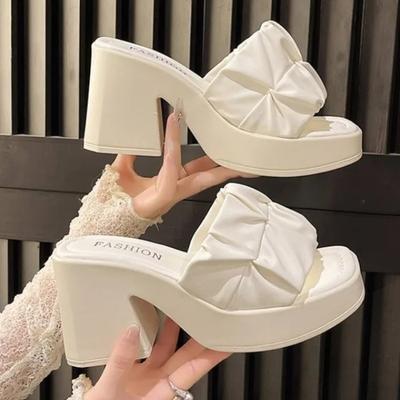 Fashion Ladies Slippers 2024 New Fashion Trend Sandals Anti-wrinkle Women Slippers Summer High-heeled Casual Women Fish Mouth Shoes
