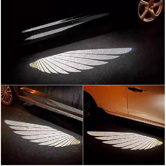 2pcs LED Welcome Lights Car Ambient Accessories Door Rearview Mirror Angel Wing Auto Carpet Lamp Dual Controller Atmosphere Lamp