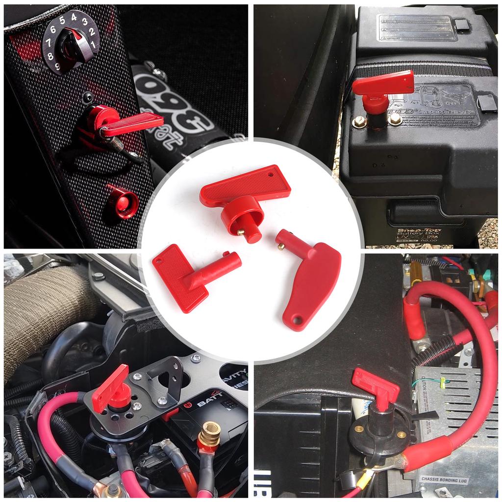 2PCS Car Red Plastic Spare Keys Mini Battery Cut Off Kill Isolator Switch Spare Keys For Van Auto Marine Boat Truck RV Kit Parts