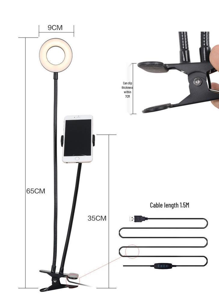 LED-Ringleuchte mit Handyhalterung und flexiblem Clip für Live-Übertragungen und Schreibtische von Studenten
