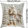 4 Stück Weiche Weihnachts-Kissenbezüge Luxus Samt Kissenbezüge mit 3D-Druck Festliche Dekoration für Wohnzimmer Sofa Schlafzimmer Maschinenwaschbar