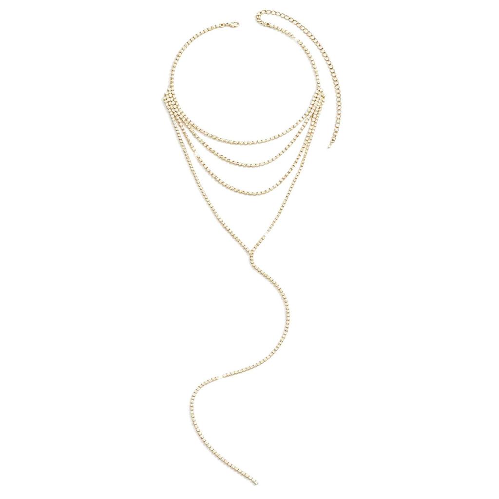 Eco-friendly Multi-layer Stackable Y-shaped Clavicle Chain Tassel Necklace - Versatile Trendy Accessory for Banquets