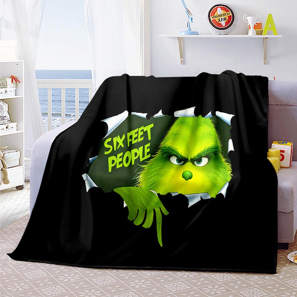 Christmas Gift Comedy Movie How the Grinch Stole Christmas Blanket Home Warming, Four Season Bed Decoration Sofa Cover Flannel Throwing Blanket K5