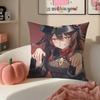 Game Genshin Hu Tao Cushion Cover Pillowcase Short Plush Invisible zipper Room Sofa Cushion Cover