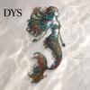 Beach House Wall Accents Metal Mermaid Decoration, Three-dimensional Hollow Iron Art Vintage Style Ocean Decor Sculpture, Retro Hanging Figures