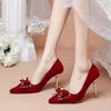 Red Wedding Shoes Women's 2025 Spring New High Heels Xiuhe Wedding Dress Two Wear High-end Wedding Bride Shoes Are Not Tired